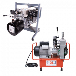 zwei Hydraulikaggregate - eines benzinbetrieben, eines elektrisch